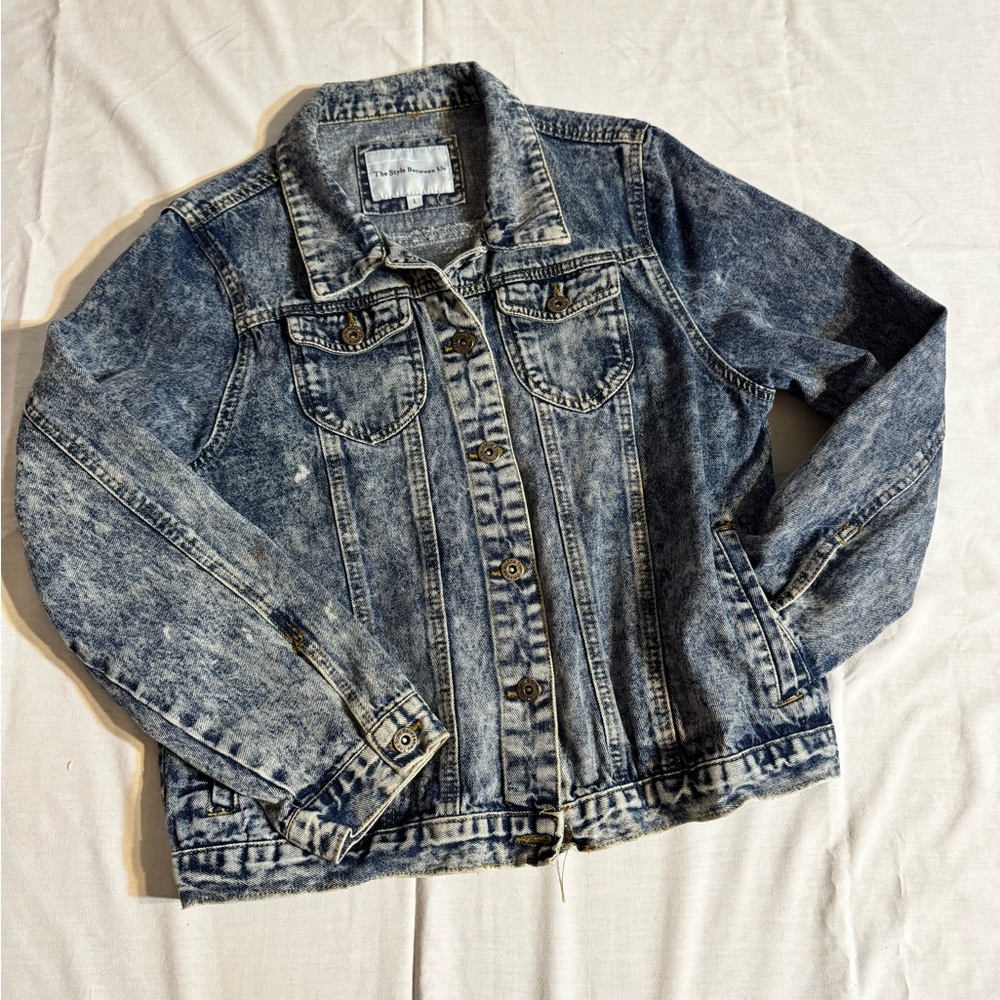 Y2 K Classic Blue Acid Wash Denim Jacket